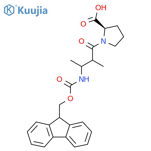 (2R)-1-3-({(9H-fluoren-9-yl)methoxycarbonyl}amino)-2-methylbutanoylpyrrolidine-2-carboxylic acid structure