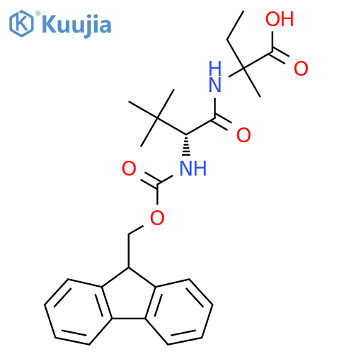 2-(2R)-2-({(9H-fluoren-9-yl)methoxycarbonyl}amino)-3,3-dimethylbutanamido-2-methylbutanoic acid structure