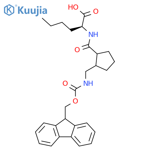 (2S)-2-({2-({(9H-fluoren-9-yl)methoxycarbonyl}amino)methylcyclopentyl}formamido)hexanoic acid structure