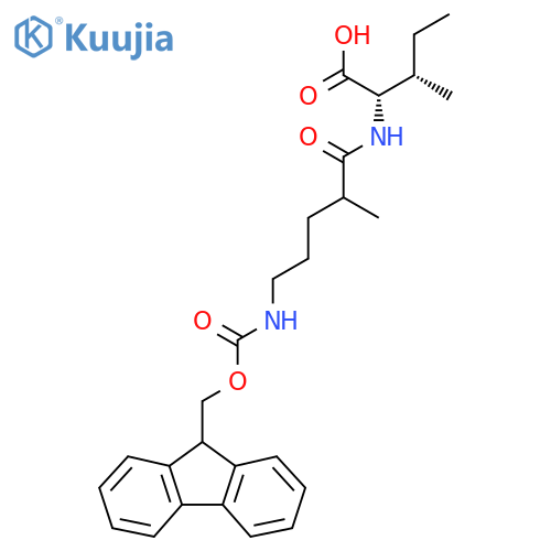 (2S,3S)-2-5-({(9H-fluoren-9-yl)methoxycarbonyl}amino)-2-methylpentanamido-3-methylpentanoic acid structure
