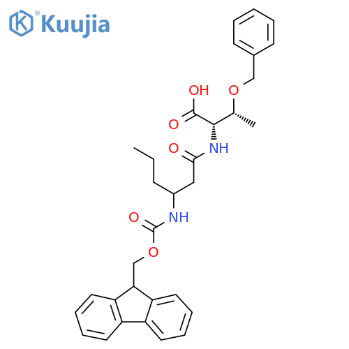 (2S,3R)-3-(benzyloxy)-2-3-({(9H-fluoren-9-yl)methoxycarbonyl}amino)hexanamidobutanoic acid structure