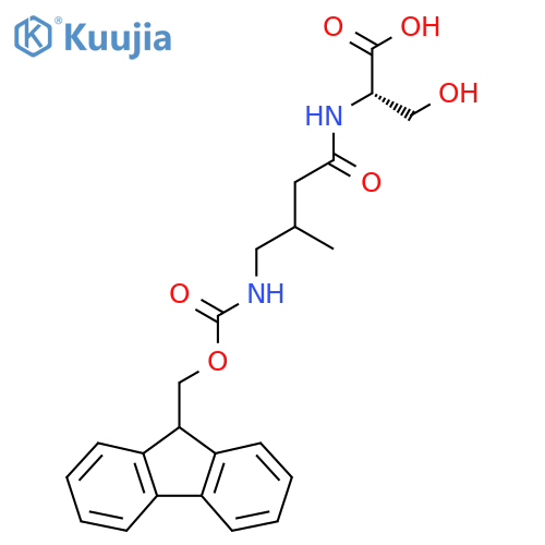 (2S)-2-4-({(9H-fluoren-9-yl)methoxycarbonyl}amino)-3-methylbutanamido-3-hydroxypropanoic acid structure