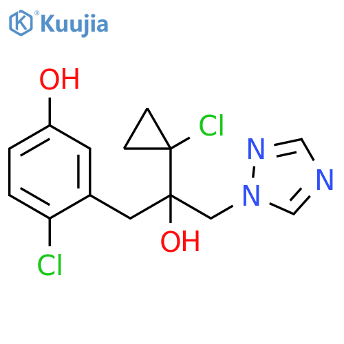 4-chloro-3-2-(1-chlorocyclopropyl)-2-hydroxy-3-(1H-1,2,4-triazol-1-yl)propylphenol structure