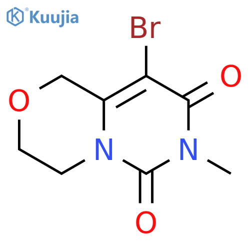 9-bromo-7-methyl-1H,3H,4H,6H,7H,8H-pyrimido4,3-c1,4oxazine-6,8-dione structure