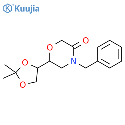4-benzyl-6-(2,2-dimethyl-1,3-dioxolan-4-yl)morpholin-3-one structure