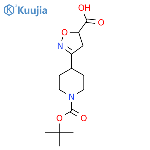 3-{1-[(Tert-butoxy)carbonyl]piperidin-4-yl}-4,5-dihydro-1,2-oxazole-5-carboxylic acid structure