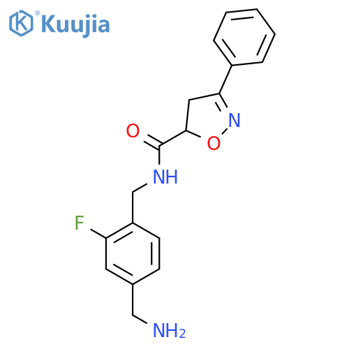N-{4-(aminomethyl)-2-fluorophenylmethyl}-3-phenyl-4,5-dihydro-1,2-oxazole-5-carboxamide structure