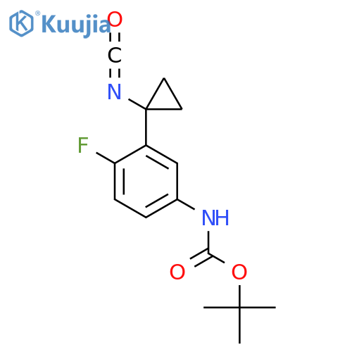 tert-butyl N-4-fluoro-3-(1-isocyanatocyclopropyl)phenylcarbamate structure