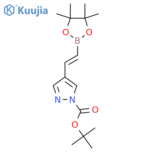 tert-butyl 4-(1E)-2-(4,4,5,5-tetramethyl-1,3,2-dioxaborolan-2-yl)ethenyl-1H-pyrazole-1-carboxylate structure