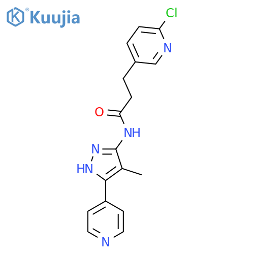 3-(6-chloropyridin-3-yl)-N-[4-methyl-3-(pyridin-4-yl)-1H-pyrazol-5-yl]propanamide structure