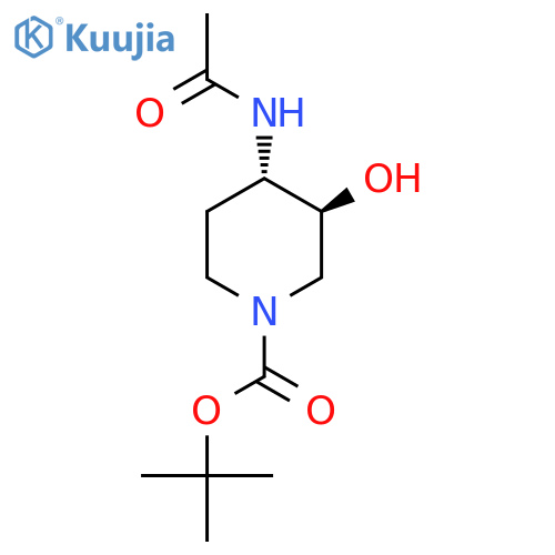 tert-butyl (3S,4S)-4-acetamido-3-hydroxypiperidine-1-carboxylate structure