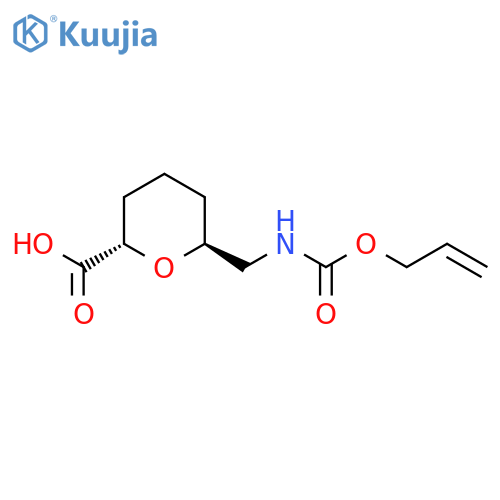 rac-(2R,6R)-6-({(prop-2-en-1-yloxy)carbonylamino}methyl)oxane-2-carboxylic acid structure
