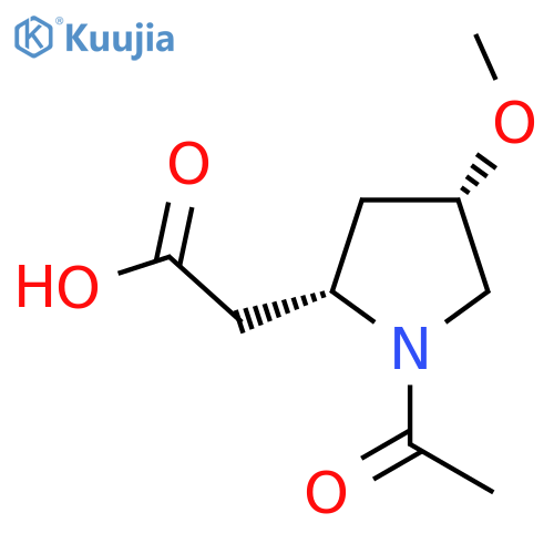 2-(2S,4S)-1-acetyl-4-methoxypyrrolidin-2-ylacetic acid structure
