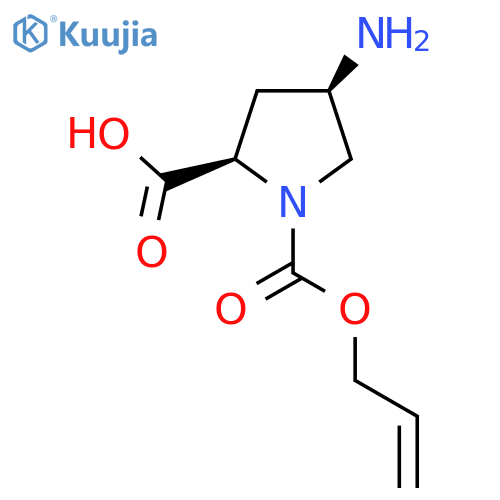 (2R,4R)-4-amino-1-(prop-2-en-1-yloxy)carbonylpyrrolidine-2-carboxylic acid structure