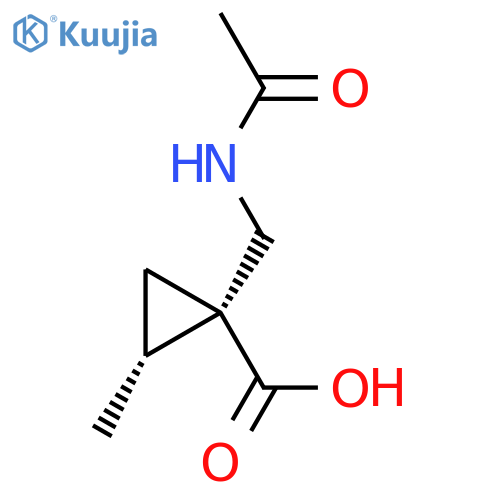 rac-(1R,2R)-1-(acetamidomethyl)-2-methylcyclopropane-1-carboxylic acid structure