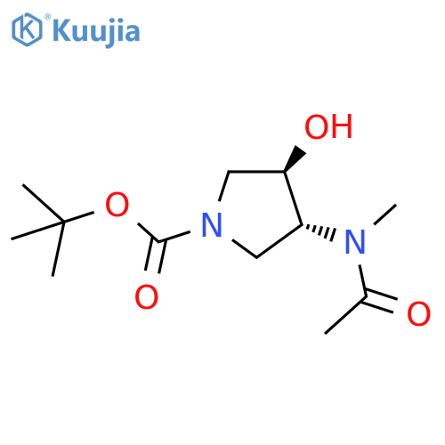 rac-tert-butyl (3R,4R)-3-hydroxy-4-(N-methylacetamido)pyrrolidine-1-carboxylate structure