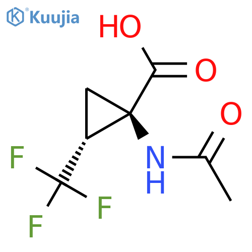 rac-(1R,2R)-1-acetamido-2-(trifluoromethyl)cyclopropane-1-carboxylic acid structure