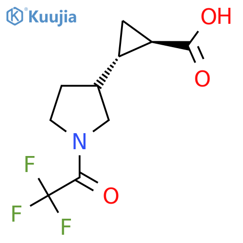 rac-(1R,2S)-2-1-(2,2,2-trifluoroacetyl)pyrrolidin-3-ylcyclopropane-1-carboxylic acid structure