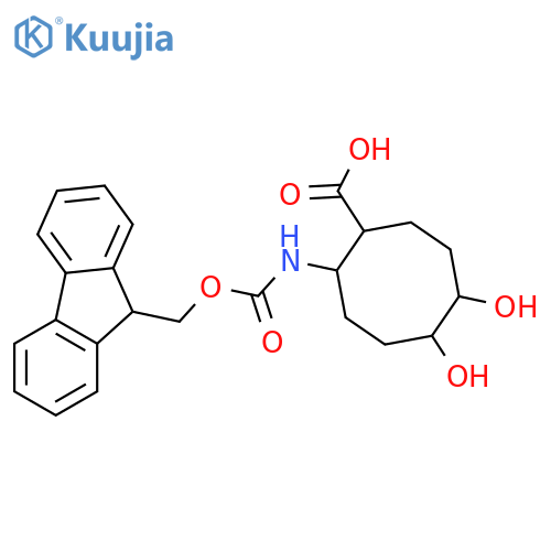 2-({(9H-fluoren-9-yl)methoxycarbonyl}amino)-5,6-dihydroxycyclooctane-1-carboxylic acid structure