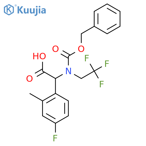2-{(benzyloxy)carbonyl(2,2,2-trifluoroethyl)amino}-2-(4-fluoro-2-methylphenyl)acetic acid structure