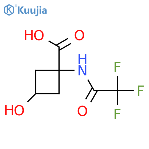 3-Hydroxy-1-(2,2,2-trifluoroacetamido)cyclobutane-1-carboxylic acid structure