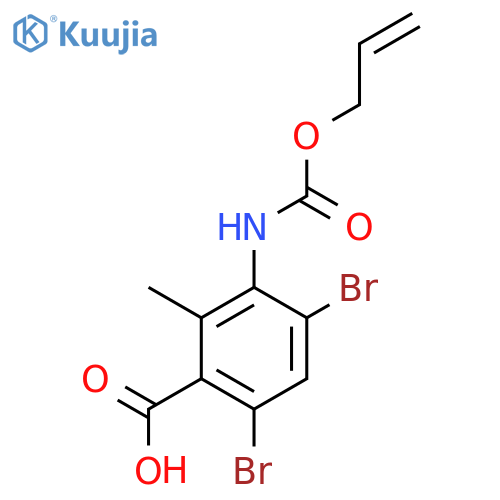 4,6-dibromo-2-methyl-3-{(prop-2-en-1-yloxy)carbonylamino}benzoic acid structure