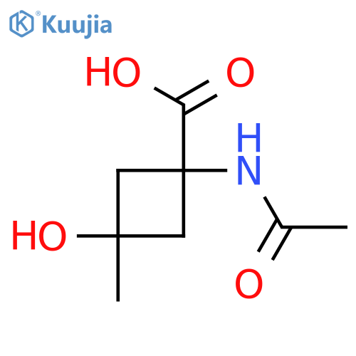 (1r,3s)-1-Acetamido-3-hydroxy-3-methylcyclobutane-1-carboxylic acid structure