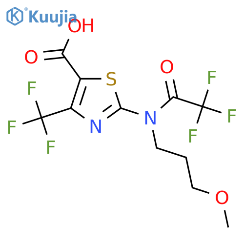 2-2,2,2-trifluoro-N-(3-methoxypropyl)acetamido-4-(trifluoromethyl)-1,3-thiazole-5-carboxylic acid structure