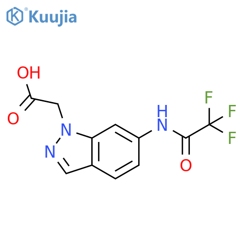 2-6-(2,2,2-trifluoroacetamido)-1H-indazol-1-ylacetic acid structure