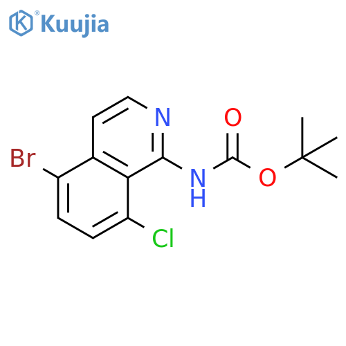 tert-butyl N-(5-bromo-8-chloroisoquinolin-1-yl)carbamate structure