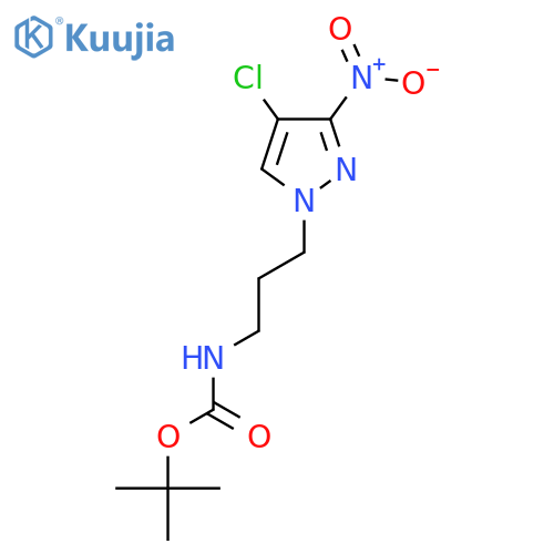 tert-butyl N-3-(4-chloro-3-nitro-1H-pyrazol-1-yl)propylcarbamate structure