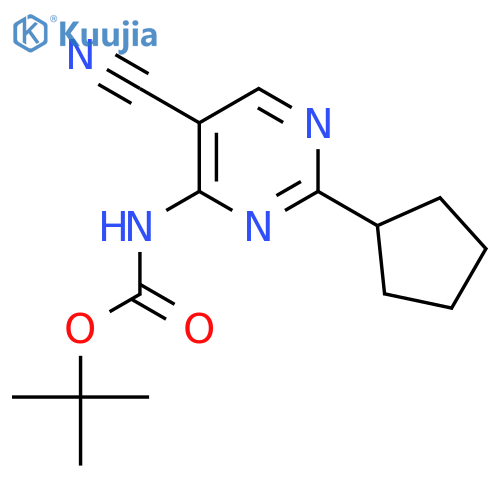 tert-butyl N-(5-cyano-2-cyclopentylpyrimidin-4-yl)carbamate structure