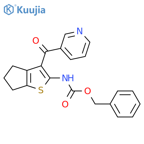 benzyl N-3-(pyridine-3-carbonyl)-4H,5H,6H-cyclopentabthiophen-2-ylcarbamate structure