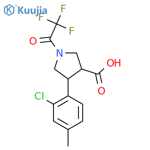 4-(2-Chloro-4-methylphenyl)-1-(2,2,2-trifluoroacetyl)pyrrolidine-3-carboxylic acid structure