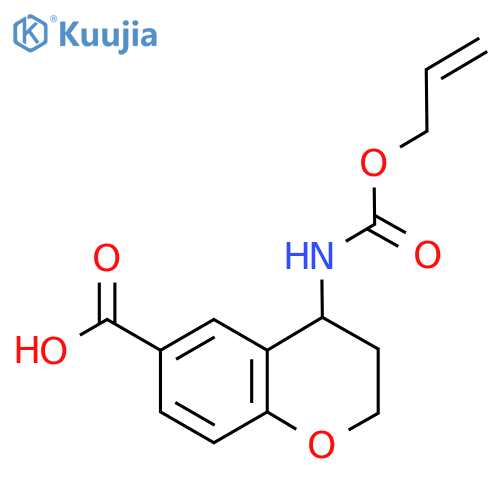 4-{[(prop-2-en-1-yloxy)carbonyl]amino}-3,4-dihydro-2H-1-benzopyran-6-carboxylic acid structure