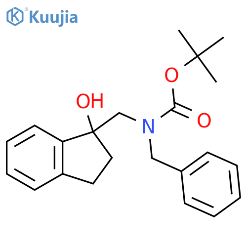 tert-butyl N-benzyl-N-(1-hydroxy-2,3-dihydro-1H-inden-1-yl)methylcarbamate structure