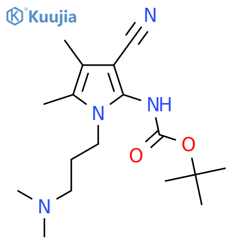 tert-butyl N-{3-cyano-1-3-(dimethylamino)propyl-4,5-dimethyl-1H-pyrrol-2-yl}carbamate structure