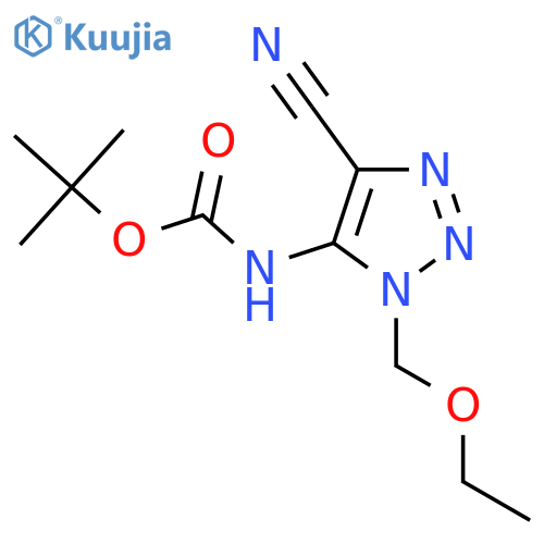tert-butyl N-4-cyano-1-(ethoxymethyl)-1H-1,2,3-triazol-5-ylcarbamate structure