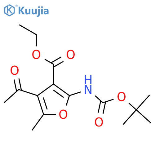 Ethyl 4-acetyl-2-{[(tert-butoxy)carbonyl]amino}-5-methylfuran-3-carboxylate structure