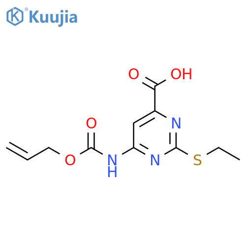 2-(ethylsulfanyl)-6-{(prop-2-en-1-yloxy)carbonylamino}pyrimidine-4-carboxylic acid structure
