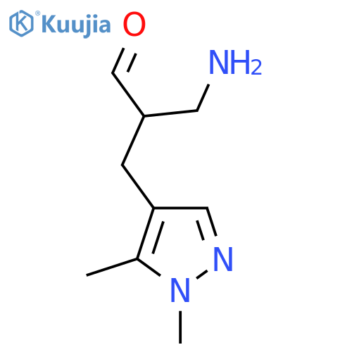 3-amino-2-(1,5-dimethyl-1H-pyrazol-4-yl)methylpropanal structure