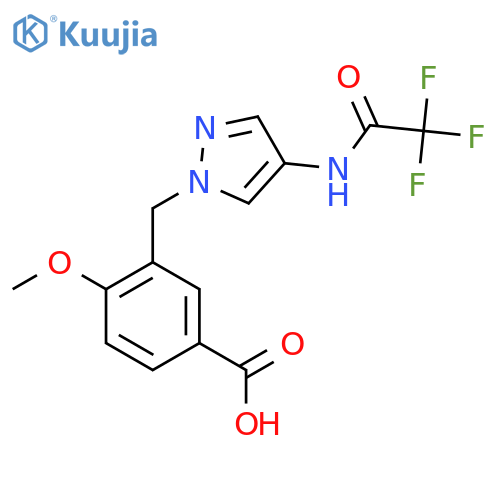 4-methoxy-3-{4-(2,2,2-trifluoroacetamido)-1H-pyrazol-1-ylmethyl}benzoic acid structure
