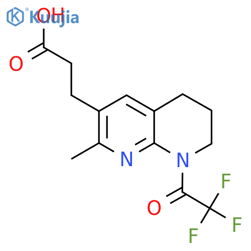 3-2-methyl-8-(2,2,2-trifluoroacetyl)-5,6,7,8-tetrahydro-1,8-naphthyridin-3-ylpropanoic acid structure