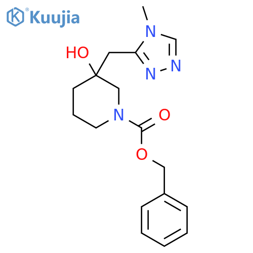 benzyl 3-hydroxy-3-(4-methyl-4H-1,2,4-triazol-3-yl)methylpiperidine-1-carboxylate structure