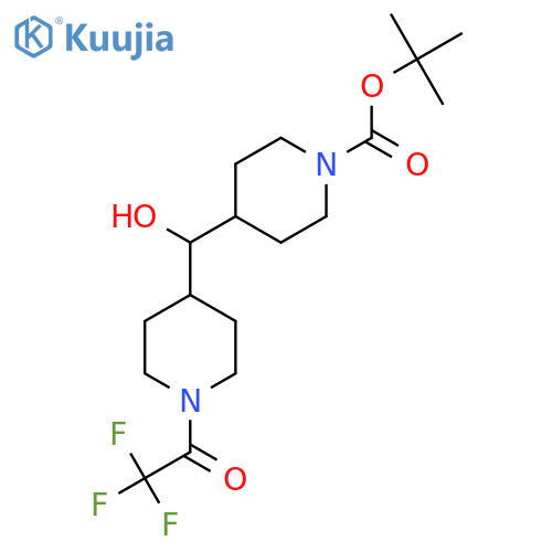 tert-butyl 4-{hydroxy1-(2,2,2-trifluoroacetyl)piperidin-4-ylmethyl}piperidine-1-carboxylate structure