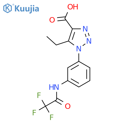 5-ethyl-1-3-(2,2,2-trifluoroacetamido)phenyl-1H-1,2,3-triazole-4-carboxylic acid structure