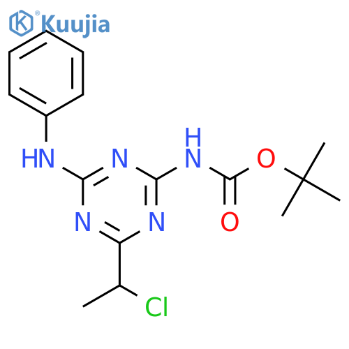 tert-butyl N-[6-(1-chloroethyl)-4-(phenylimino)-1,4-dihydro-1,3,5-triazin-2-yl]carbamate structure