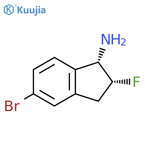 rac-(1R,2S)-5-bromo-2-fluoro-2,3-dihydro-1H-inden-1-amine structure