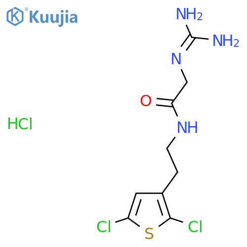 2-carbamimidamido-N-2-(2,5-dichlorothiophen-3-yl)ethylacetamide hydrochloride structure