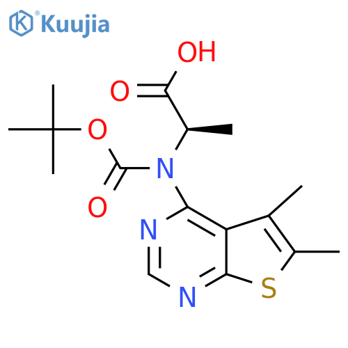 rel-(2R)-2-{(tert-butoxy)carbonyl({5,6-dimethylthieno2,3-dpyrimidin-4-yl})amino}propanoic acid structure